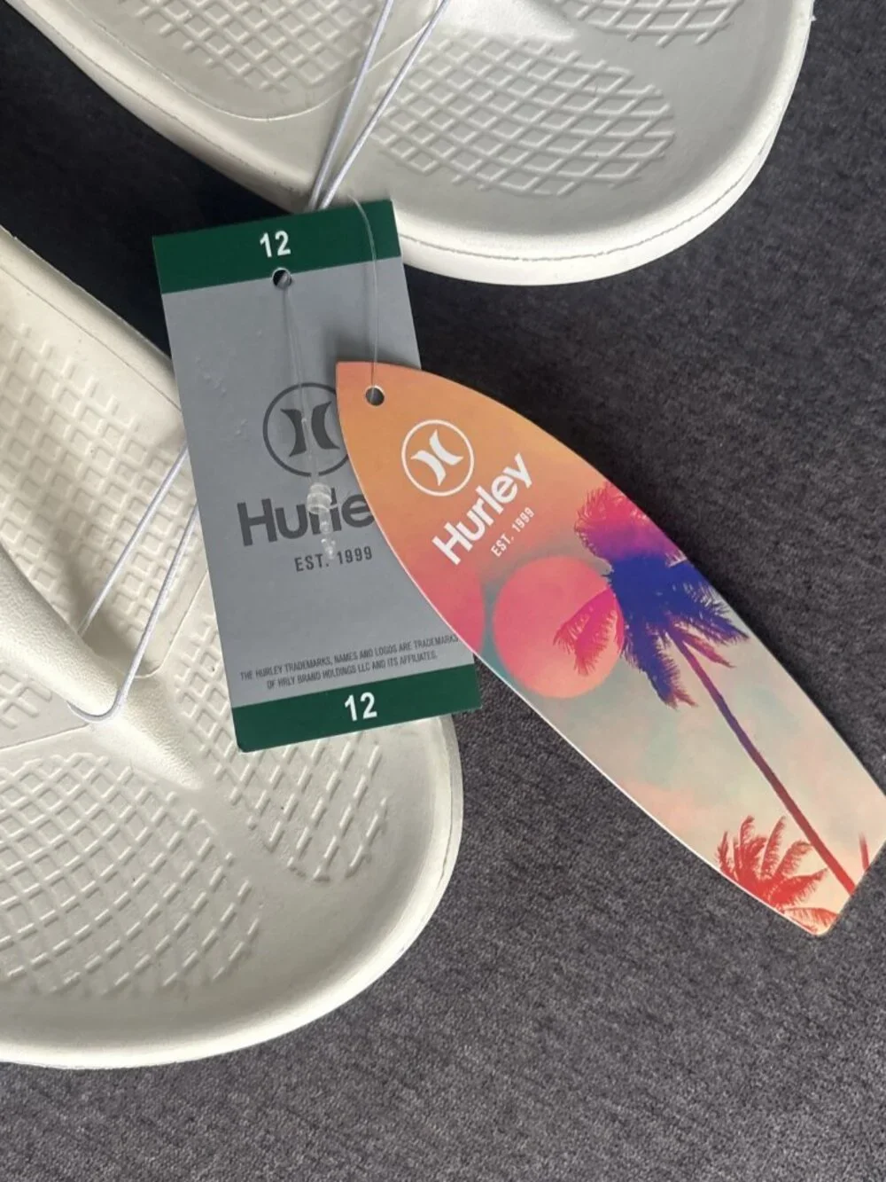 Hurley Men's Injection Flip-Flop Size 12 Cream New With Tags Summer Beach Sandal